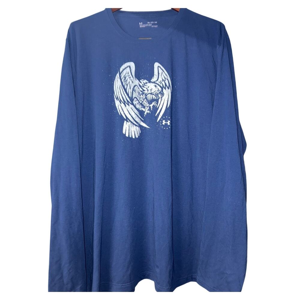 Under Armour Men's Freedom Eagle Graphic Long Sleeve Shirt Blue 3XL Loose Fit